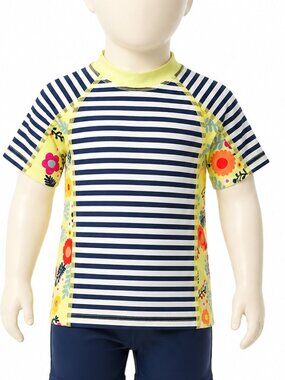 Patagonia Girls Rash Guard XS 5-6 Floral Stripe Swim Shirt UPF
